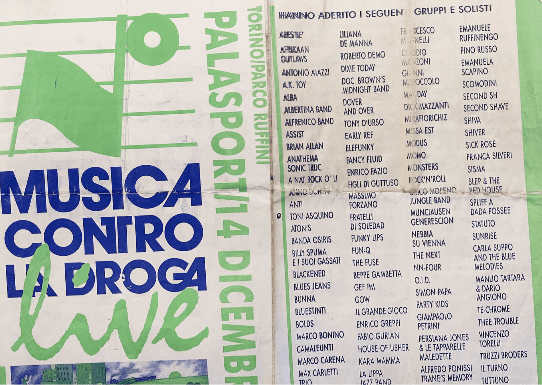 1991 - Locandina evento "Musica contro la droga"